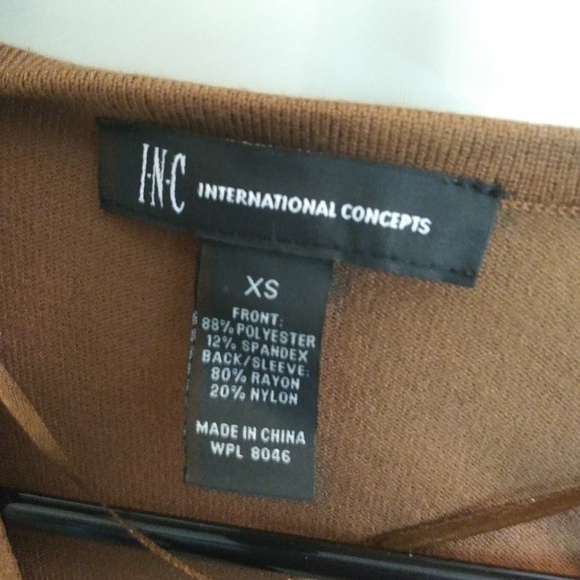 INC tan fringed faux suede wrap jacket size XS - Picture 6 of 6